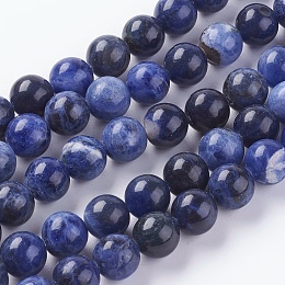 Honeyhandy Natural Sodalite Beads Strands, Round, 10mm, Hole: 1mm