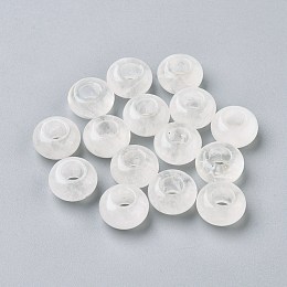 Honeyhandy Natural Quartz Crystal European Beads, Large Hole Beads, Rondelle, 14x7~8mm, Hole: 6mm