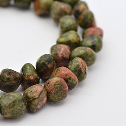 Honeyhandy Natural Unakite Bead Strands, Nuggets, 5~7X5~7mm, Hole: 1mm, about 15.7 inch