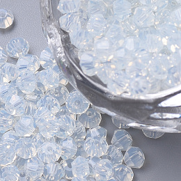 Honeyhandy Imitation 5301 Bicone Beads, Transparent Glass Faceted Beads, Azure, 4x3mm, Hole: 1mm, about 720pcs/bag