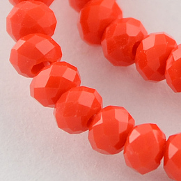 Honeyhandy Imitation Jade Glass Beads Strands, Faceted, Rondelle, Orange Red, 3x2mm, Hole: 0.5mm, about 160~165pcs/strand, 15.35 inch~15.75 inch(39~40cm)