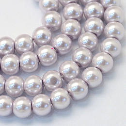 Baking Painted Pearlized Glass Pearl Round Bead Strands, Lavender, 4~5mm, Hole: 1mm; about 210pcs/strand, 31.4 inches