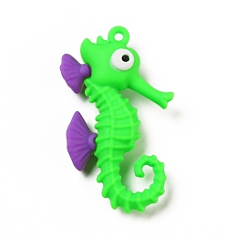 Honeyhandy PVC Plastic Big Pendants, Sea Horse, Lime, 60x35x15mm, Hole: 3mm