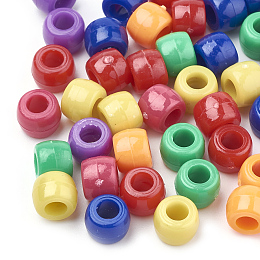 Honeyhandy Opaque Acrylic European Beads, Column, Mixed Color, 8x6mm, Hole: 4mm, about 2380pcs/500g