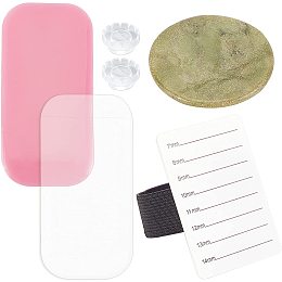 OLYCRAFT 24PCS Lash Tray Holder Set Includes Slicon Hand Plate Acrylic Lash Tray with Elastic Strap Flower Shape Glue Cup Natural Jade Pads for Eyelash Extension Supply