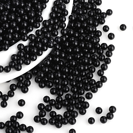 Honeyhandy Imitation Pearl Acrylic Beads, No Hole, Round, Black, 3mm, about 10000pcs/bag