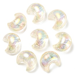 50Pcs UV Plating Transparent Acrylic Beads, Moon, Clear, 25x22x17mm, Hole: 3.5mm