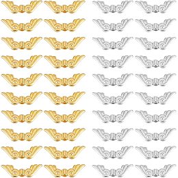 arricraft 200 Pcs Angel Wings Beads, 2 Color Tibetan Wing Beads Alloy Fairy Wing Spacer Beads for Bracelet Necklace Jewelry Making, (Gold & Silver)