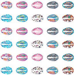 PandaHall Elite 40pcs 10 Color Print Shell Beads Alloy Cowrie Shell Charms Beads for DIY Summer Beach Craft Jewelry Making Accessories, 16x11mm