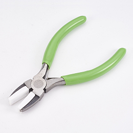 Honeyhandy 45# Carbon Steel Jewelry Pliers, Nylon Jaw Pliers, Flat Nose Pliers, Polishing, Lime Green, 13.5x7.9x1cm