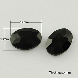 Honeyhandy Glass Pointed Back Rhinestone, Faceted, Oval, Black, 10x14x4mm