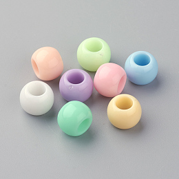 Arricraft Opaque Acrylic European Beads, Large Hole Beads, Rondelle, Mixed Color, 10x8mm, Hole: 5mm, about 1200pcs/500g