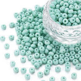 Honeyhandy 6/0 Glass Seed Beads, Macaron Color, Round Hole, Round, Medium Sea Green, 4~4.5x3mm, Hole: 1~1.2mm, about 4500pcs/bag, about 450g/bag.