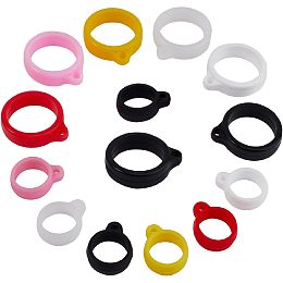 GORGECRAFT 1 Box 60PCS 6 Colors Anti-Lost Silicone Rubber Rings 13mm 20mm Diameter Non-Lost O Rings Multipurpose Adjustable Band Holder Pendant for Necklace Lanyard Pens Device Keychains Supplies