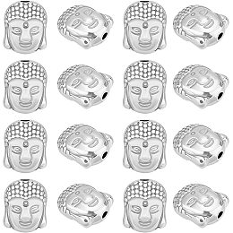 DICOSMETIC 16pcs 9mm 304 Stainless Steel Buddha Head Beads Metal Spacer Beads Human Loose Beads European Charm Beads for Jewelry Making, Hole: 1.6mm