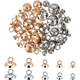 UNICRAFTALE About 60pcs 5 Sizes Stainless Steel Bead Cap Pendant Bail 2 Colors Round Bails Clasp Dangle Charm Bead Connectors for DIY Jewelry Making 2.5~3mm Hole