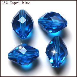 Honeyhandy Imitation Austrian Crystal Beads, Grade AAA, Faceted, Bicone, Dodger Blue, 8x11mm, Hole: 0.9~1mm