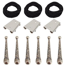 GORGECRAFT 3 Sets Iron Bolo Tie Kit Sterling Silver Plated Parts Round Slide Textured Tips Black Cord Sliver Black Alloy Cord End Slide Clasps for DIY Wallets Bag Leather Handbags Making