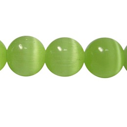 Honeyhandy Cat Eye Beads, Round, Light Green, 6mm, Hole: 1mm