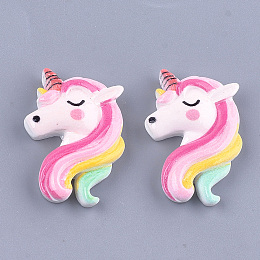 Honeyhandy Resin Cabochons, Unicorn, Colorful, 29x20x6mm