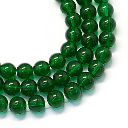 Honeyhandy Baking Painted Transparent Glass Round Bead Strands, Green, 8.5~9mm, Hole: 1.5mm, about 105pcs/strand, 31.8 inch