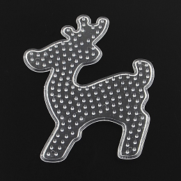 Honeyhandy Christmas Reindeer/Stag ABC Plastic Pegboards used for 5x5mm DIY Fuse Beads, Clear, 130x95x5mm