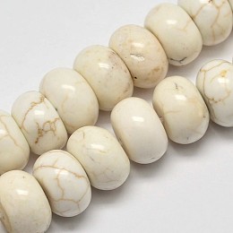 Rondelle Natural Magnesite Beads Strands, Creamy White, 12x7mm, Hole: 1mm, about 53pcs/strand, 15.7 inch