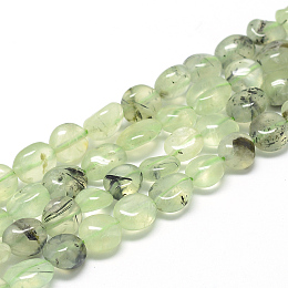 ARRICRAFT Natural Prehnite Beads Strands, Oval, 8~15x7~12x4~12mm, Hole: 1mm, about 30~45pcs/strand, 15.7