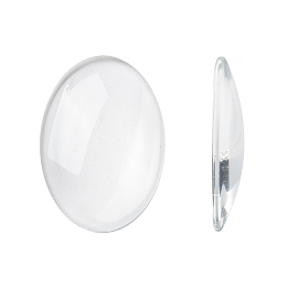 Honeyhandy Transparent Oval Glass Cabochons, Clear, 35x25x6.5mm