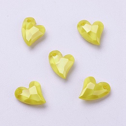 Honeyhandy Acrylic Pendants, Imitation Pearl, Heart, Faceted, Yellow, 11x9x4mm, Hole: 0.5mm