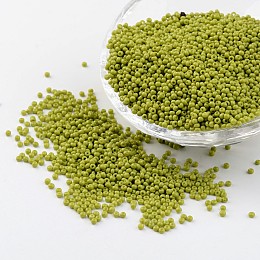 FGB 11/0 Baking Paint Glass Seed Spacer Beads, Yellow Green, 2x1.5mm, Hole: 0.7mm, about 2840pcs/50g