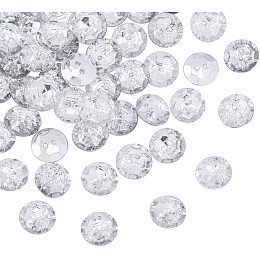 Acrylic Rhinestone Buttons, 2-Hole, Faceted, Flat Round, Crystal, 13x3.5mm, Hole: 1.6mm