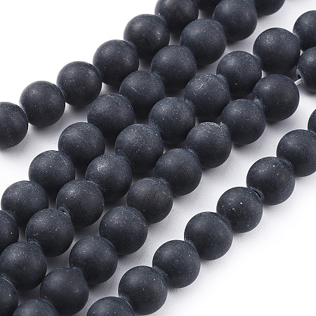 Arricraft Natural Black Obsidian Beads Strands, Frosted, Round, 8mm, Hole: 1.2mm, about 49pcs/strand, 15.4 inches(39.2cm)
