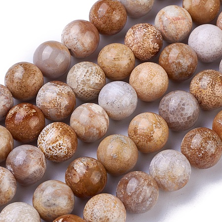 Arricraft Natural Chrysanthemum Stone Beads Strands, Round, 10mm, Hole: 1mm, about 38~40pcs/strand, 15.3~15.7 inches(39~40cm)