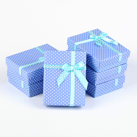 Cardboard Jewelry Set Boxes, Rectangle, with Spoonge, Cornflower Blue, 9x7x2.6cm