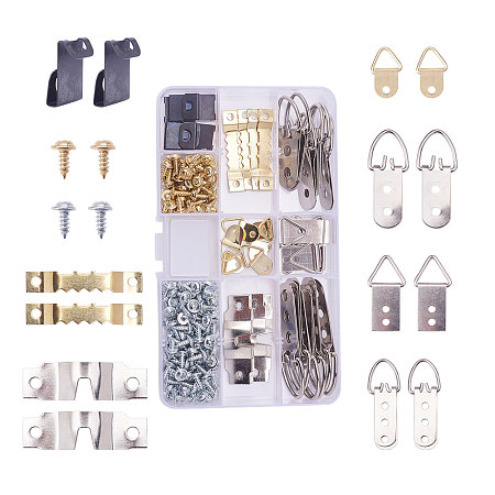 PandaHall Elite 192 Pcs Photo Frame Hanging Hooks Kit Picture Frame Hooks Frame Picture Hanger Kit for Home Office Photo Picture Painting Hanging