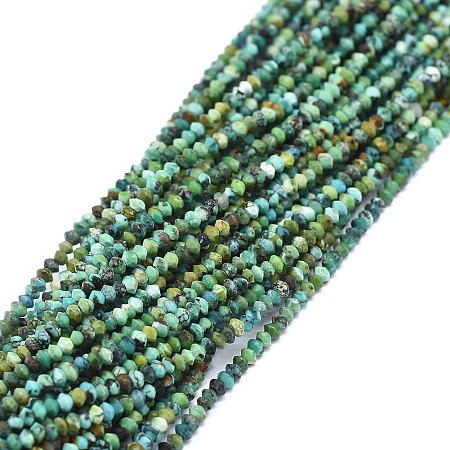 Arricraft Natural Turquoise Beads Strands, Faceted, Rondelle, 1.5~1.8x1mm, Hole: 0.5mm, about 274pcs/strand, 15.3 inches(39cm)