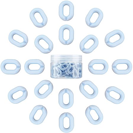 GORGECRAFT Acrylic Linking Rings, Quick Link Connectors, For Jewelry Chains Making, Oval, Light Sky Blue, 19x14x4.5mm, Hole: 11x5.5mm; 100pcs/box