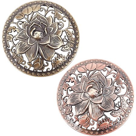 GORGECRAFT 2PCS Candle Cover Topper Lotus Scented Candles Cover Flowers lid Jar Candles Gold Red Alloy Candle Toppers Jar Shade Sleeves Accessories to Burn Evenly for Jar Candles Melt Space