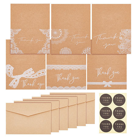 CRASPIRE Thanksgiving Day Theme Kraft Paper Gift Card, with Envelope and Thank You Stickers, Wheat, Card: 139x105x0.1mm