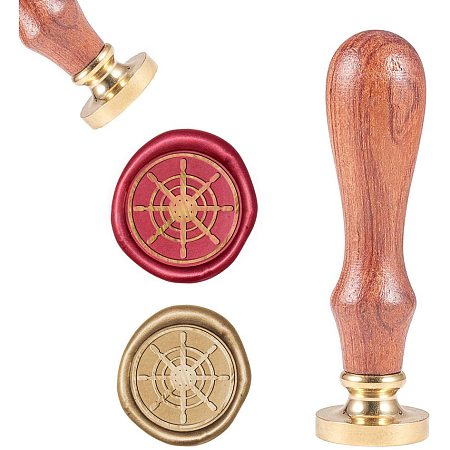 CRASPIRE Wax Seal Stamp Helm, Vintage Wax Sealing Stamps Ship Steering Wheel Retro Wood Stamp Removable Brass Head 25mm for Wedding Envelopes Invitations Embellishment Bottle Decoration Gift Packing