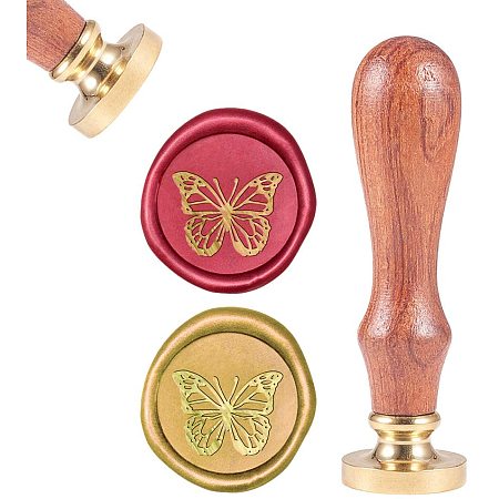 CRASPIRE Wax Seal Stamp, Sealing Wax Stamps Butterfly Retro Wood Stamp Wax Seal 25mm Removable Brass Seal Wood Handle for Envelopes Invitations Wedding Embellishment Bottle Decoration