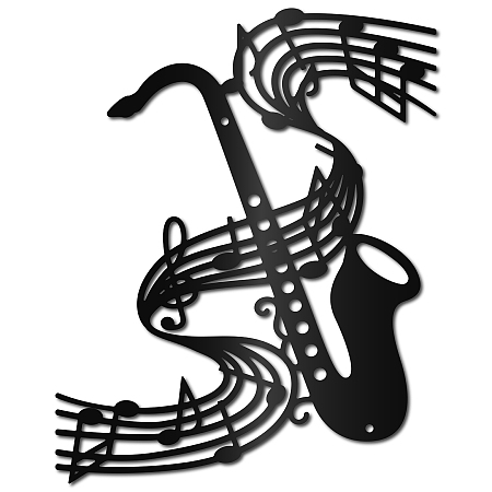 CREATCABIN Music Sax Wall Art Metal Vintage Treble Clef Wall Decor Musical Instruments Hanging Sculpture for Home Bedroom Kitchen Garden Housewarming Gift Christmas Holiday Decoration 11.8 x 9.4 Inch
