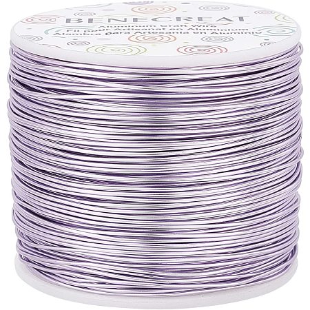 BENECREAT 18 Gauge 492FT Tarnish Resistant Jewelry Craft Wire Bendable Aluminum Sculpting Metal Wire for Jewelry Craft Beading Work, Lilac