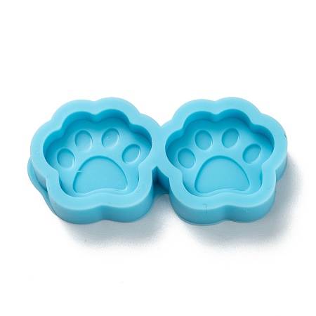 Honeyhandy DIY Pendant Silicone Molds, for Earring Makings, Resin Casting Molds, For UV Resin, Epoxy Resin Jewelry Making, Dog Paw Prints, Deep Sky Blue, 17x36x5mm, Inner Diameter: 13x15mm