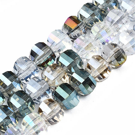 ARRICRAFT Electroplate Transparent Glass Beads Strands, AB Color Plated, Faceted, Rondelle, Colorful, 6x7~8mm, Hole: 1mm, about 100pcs/strand, 27.56 inch (70cm)