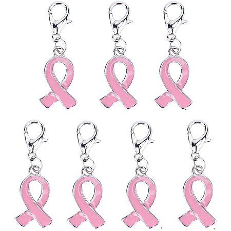 PH PandaHall 30pcs Pink Ribbon Angel Breast Cancer Awareness Lobster Clip Dangle Charm for Bracelet Fashion Jewelry for Women Man