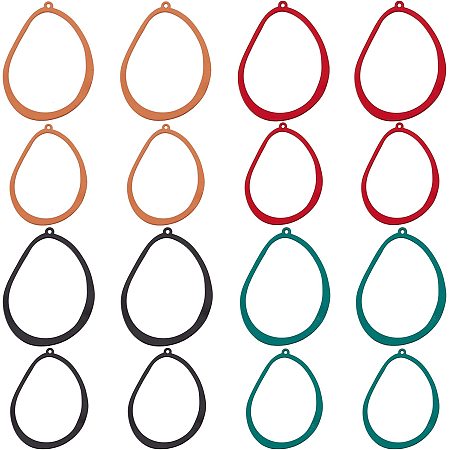 BENECREAT 16Pcs 8 Styles Spray Paint Alloy Pendants, Hollow Irregular Teardrop Geometric Earring Charms for DIY Fashion Jewelry Earring Making, 2Pcs/Color