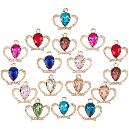 CHGCRAFT 40Pcs 10 Colors Crown Pendants Crown Charms Crystal Rhinestone Crown Charm for DIY Jewelry Making