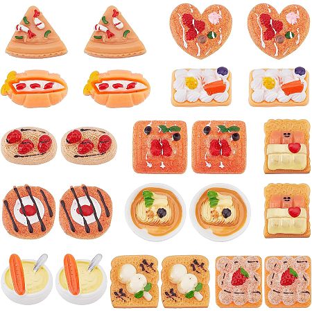 SUNNYCLUE 60Pcs 12 Styles Bread Cabochon Resin Bread Charms Smile Charm Bulk Toast Cake Cookie Food Cabochons for Hair Clip Headband Scrapbooking Cell Phone Case Jewelry Making DIY Craft Thanksgiving